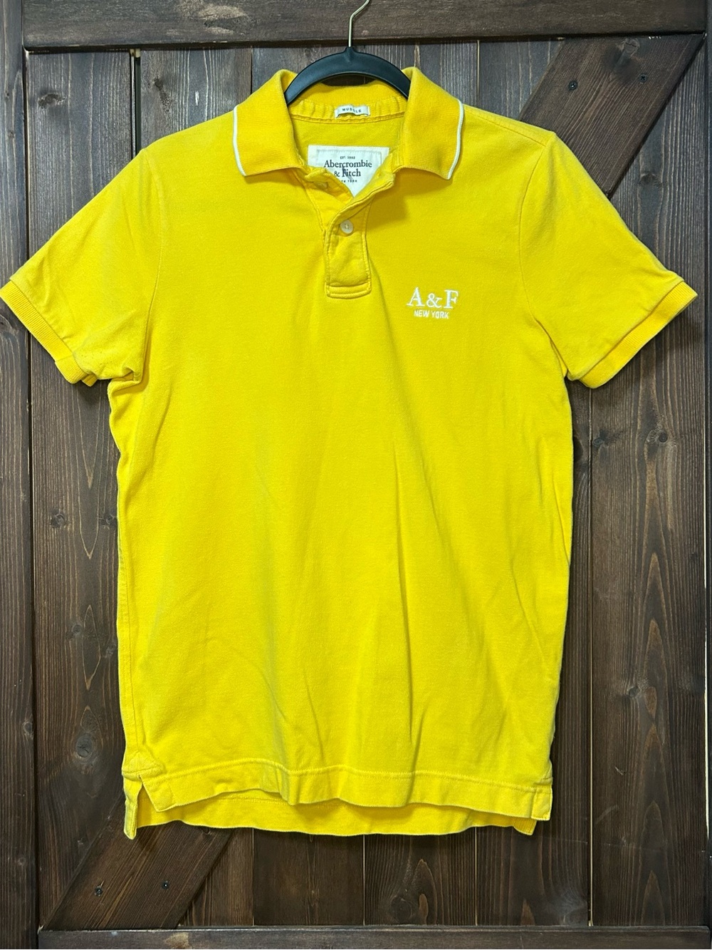 Abercrombie & Fitch Bright Yellow Polo with Contrast Trim
